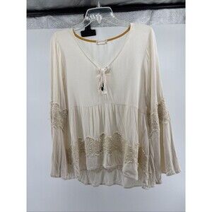 altar'd state womens boho lace detail top size large cream